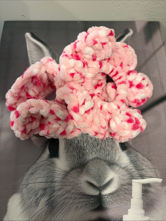 Hand Crafted Accessories - Plush Pink Set of 2 Scrunchies